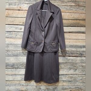Vintage brown 2‎ piece dress and jacket.  Size 18 Great Condition